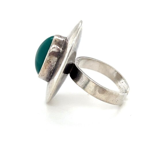Silver 925 Green Stone Open Back Ring - Picture 5 of 8